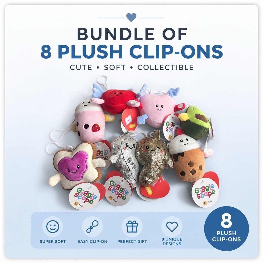 8pc Plush Keychain Bundle Cute Soft Clip-On Toys Kawaii Mystery Lot